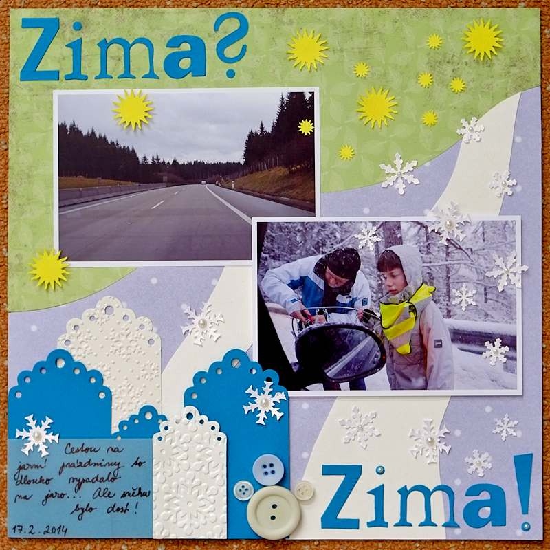 Scrapbooková stránka Zima