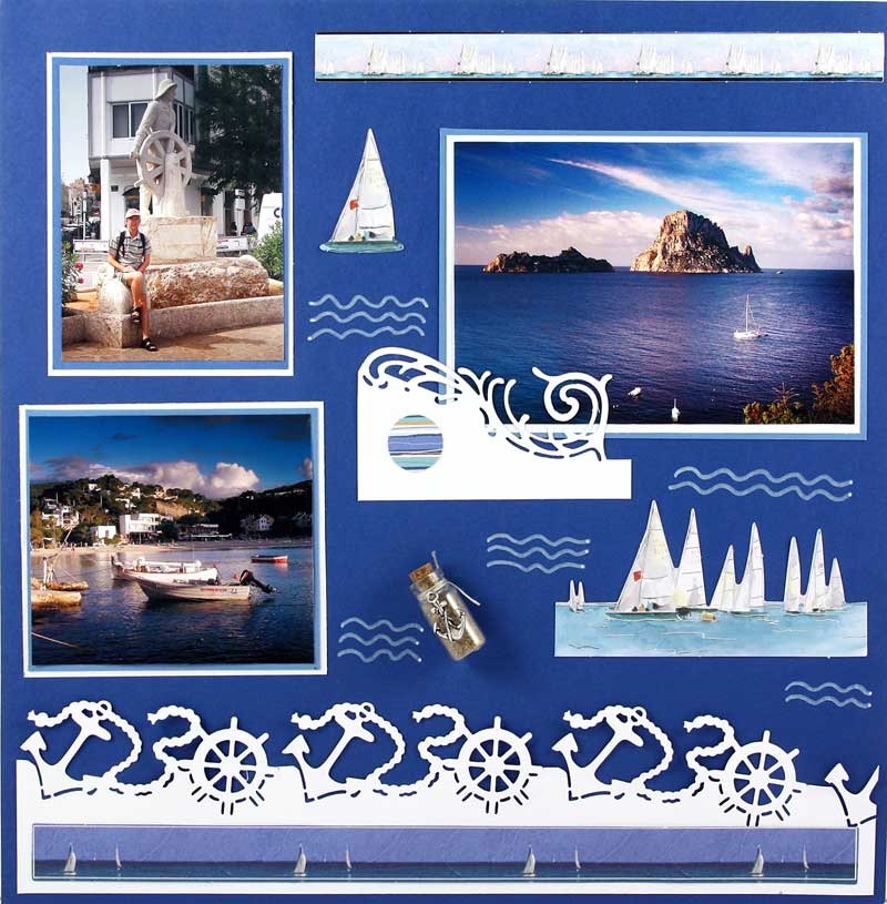 Modrobílé moře - scrapbooková stránka