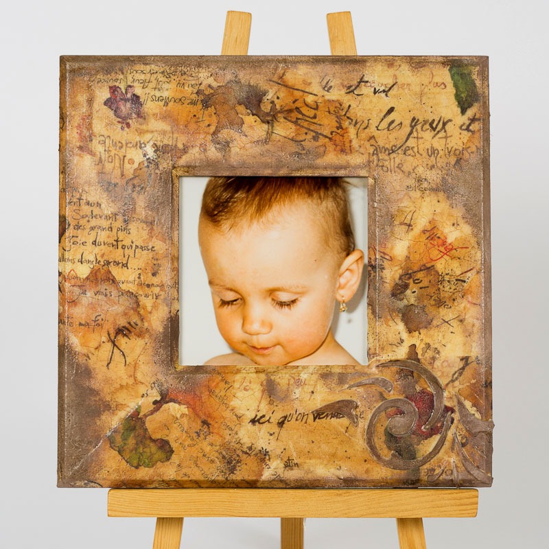 Decoupage na dřevo - rámeček s rýžovým papírem