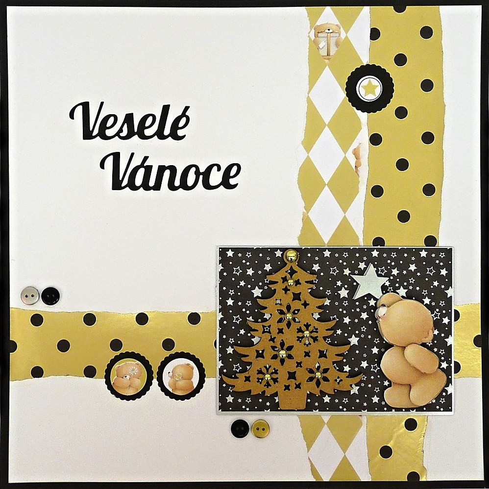 Vánoční scrapbooková stránka s medvídky