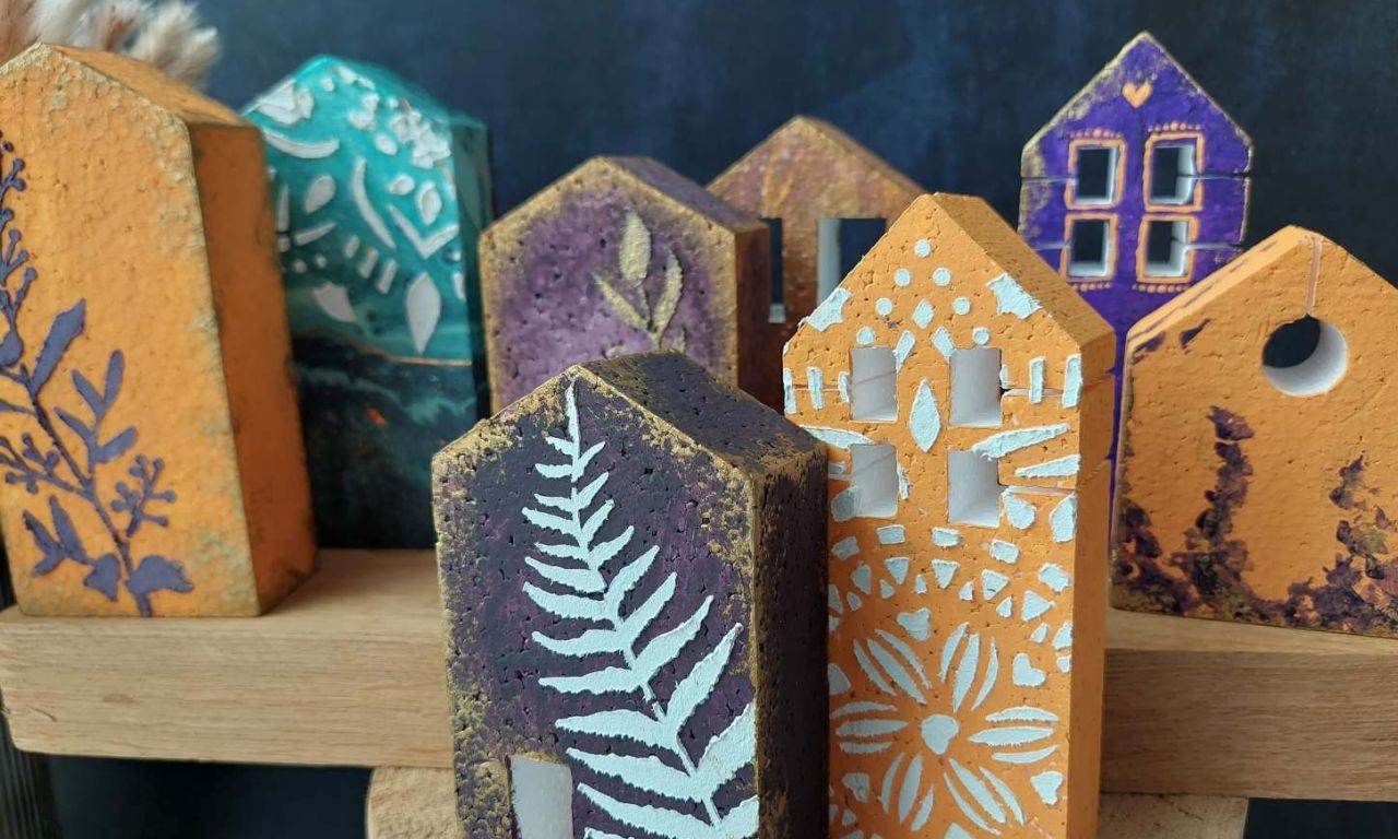Mixed media domečky z polystyrenu