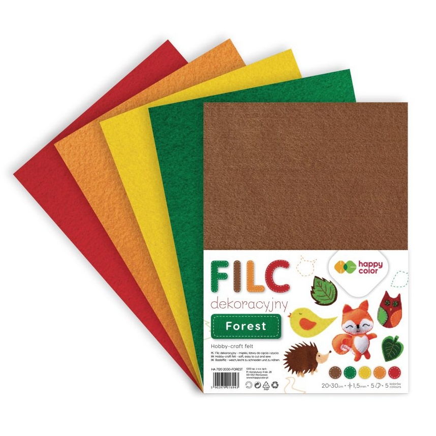 Filc 1,5mm A4 (5ks) podzimní mix