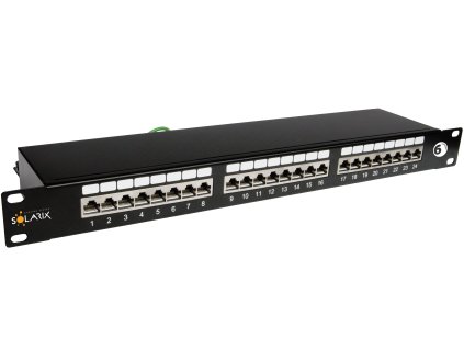 Patch panel Solarix 24 x RJ45 CAT6 STP černý 1U
