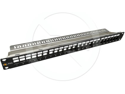 NOVÝ Modulární neosazený patch panel Solarix 24 portů 1U SX24M-0-STP-BK-UNI-N