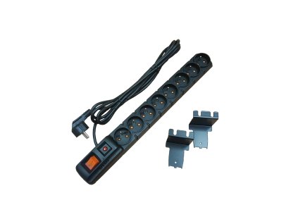 Napájecí panel, 3m, 19", 8x230V,1U, vypínač, přepěťová ochrana