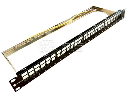 WIREX 19" Patch panel modulární pro  24x keystone 1U s vyvazovací lištou