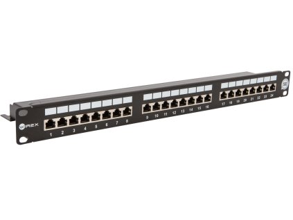 WIREX 19" Patch panel CAT5E STP 24xRJ45 1U s vyvazovací lištou