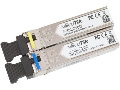 MikroTik S-3553LC20D 1.25G SFP 1xLC (SM) (pár), 1310nm/1550nm 20km DDM for Mikrotik