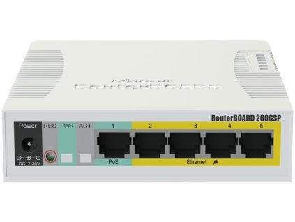MikroTik CSS106-1G-4P-1S (RB260GSP), 5x GLAN (4x PoE-out), 1x SFP