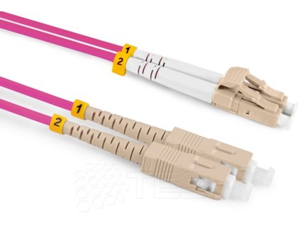 Optický patchcord SC/PC - LC/PC   1m 3mm, duplex, MM, 50/125, OM4