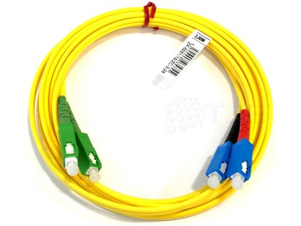 FIBRAIN Optický patchcord SC/APC - SC/PC   12m, Gold, 2.8mm, duplex, SM, G657A1