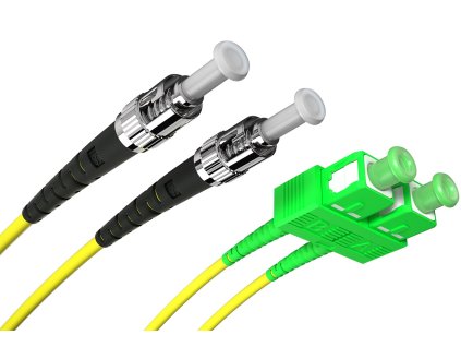Optický patchcord ST/PC - SC/APC   2m 3mm, duplex, SM G652D