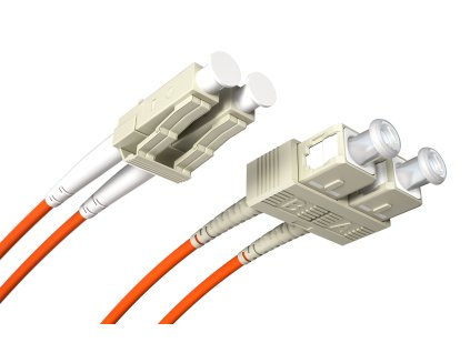 Optický patchcord SC/PC - LC/PC   1m 3mm, duplex, MM, 50/125, OM2