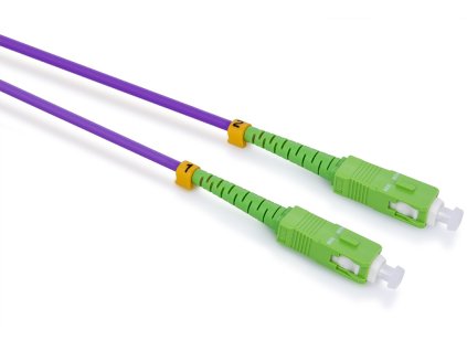 Optický patchcord SC/APC - SC/APC 7m simplex, SM, G657B3, fialový