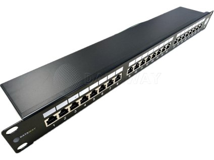 DATAWAY Patch panel 19" 24x RJ45, CAT6A, STP s vyväzovacou lištou