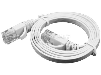 DATAWAY patch kábel plochý CAT6A, UTP PVC, 2m, biely
