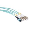 Optický patchcord MPOupc female/4xLCupc duplex, MM, OM3, 8-vlákno, Typ B, 1m