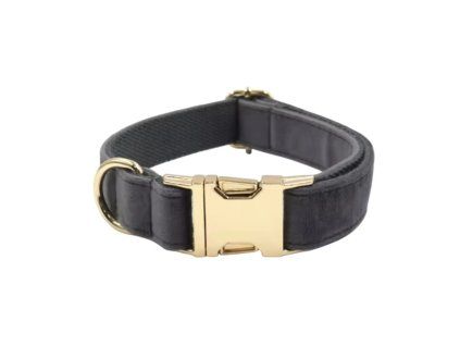 Šedý sametový obojek Daxie