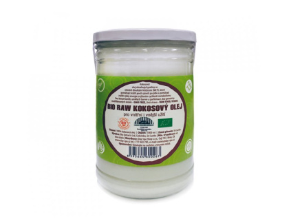 2594 bio raw kokosovy olej baraka ve skle 1000 ml exp 12 2019