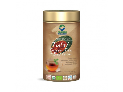 BIO TULSI SE ZELENÝM ČAJEM A ŠAFRÁNEM, 100 g