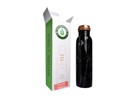 Měděná láhev na vodu vzor Černý mramor, 950 ml, Nature's Own