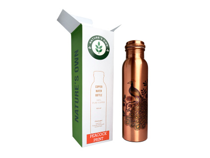 Měděná láhev na vodu vzor Páv, 950 ml, Nature's Own