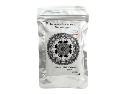 Bylinná barva na vlasy, černá, 100 g, HennaFox