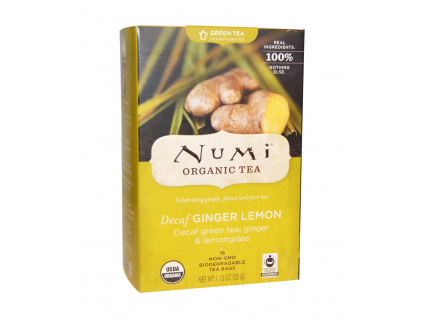 Numi Organic Tea Decaf Ginger Lemon zeleny se zazvorem a citronovou travou bio 18 sacku sku957