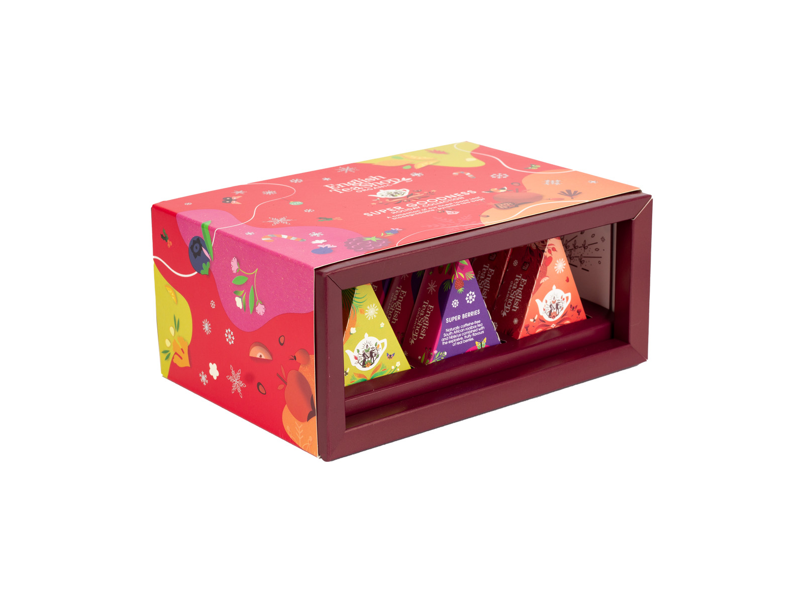English Tea Shop BIO Vánoční čaj - dárková kolekce Super Dobrot, 12 pyramidek, 