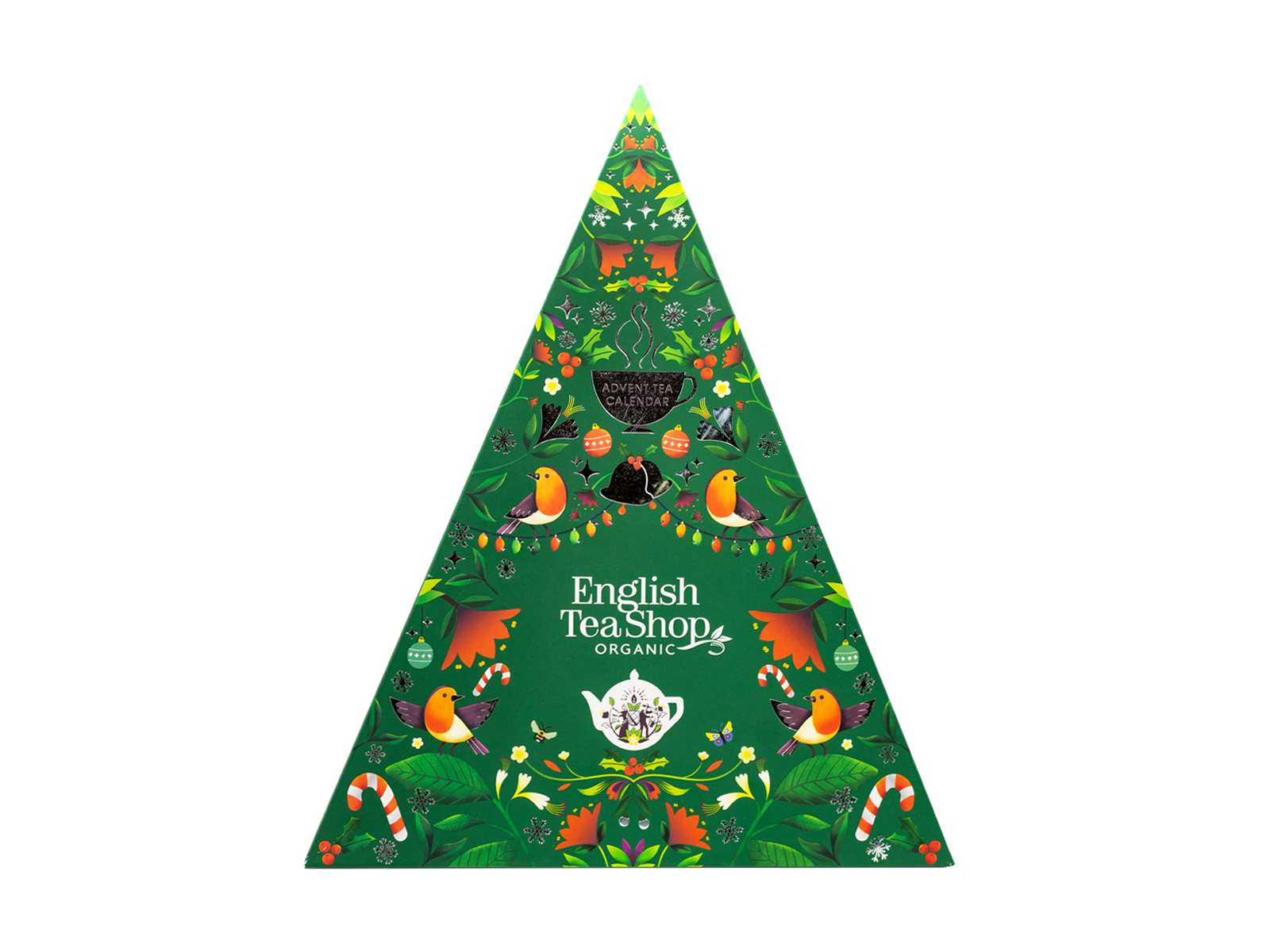 English Tea Shop BIO Adventní kalendář Trojúhelník - Vánoční čaj, 25 pyramidek, Barva Zelená