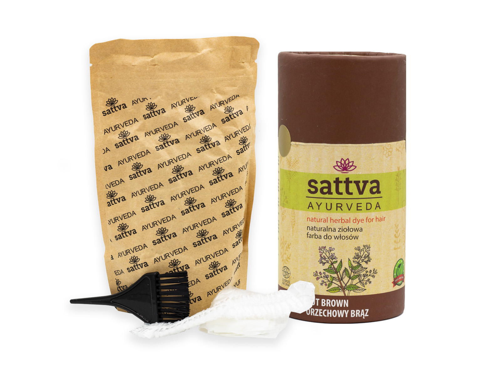 Sattva Henna na vlasy - Oříškově Hnědá, 150 g, 