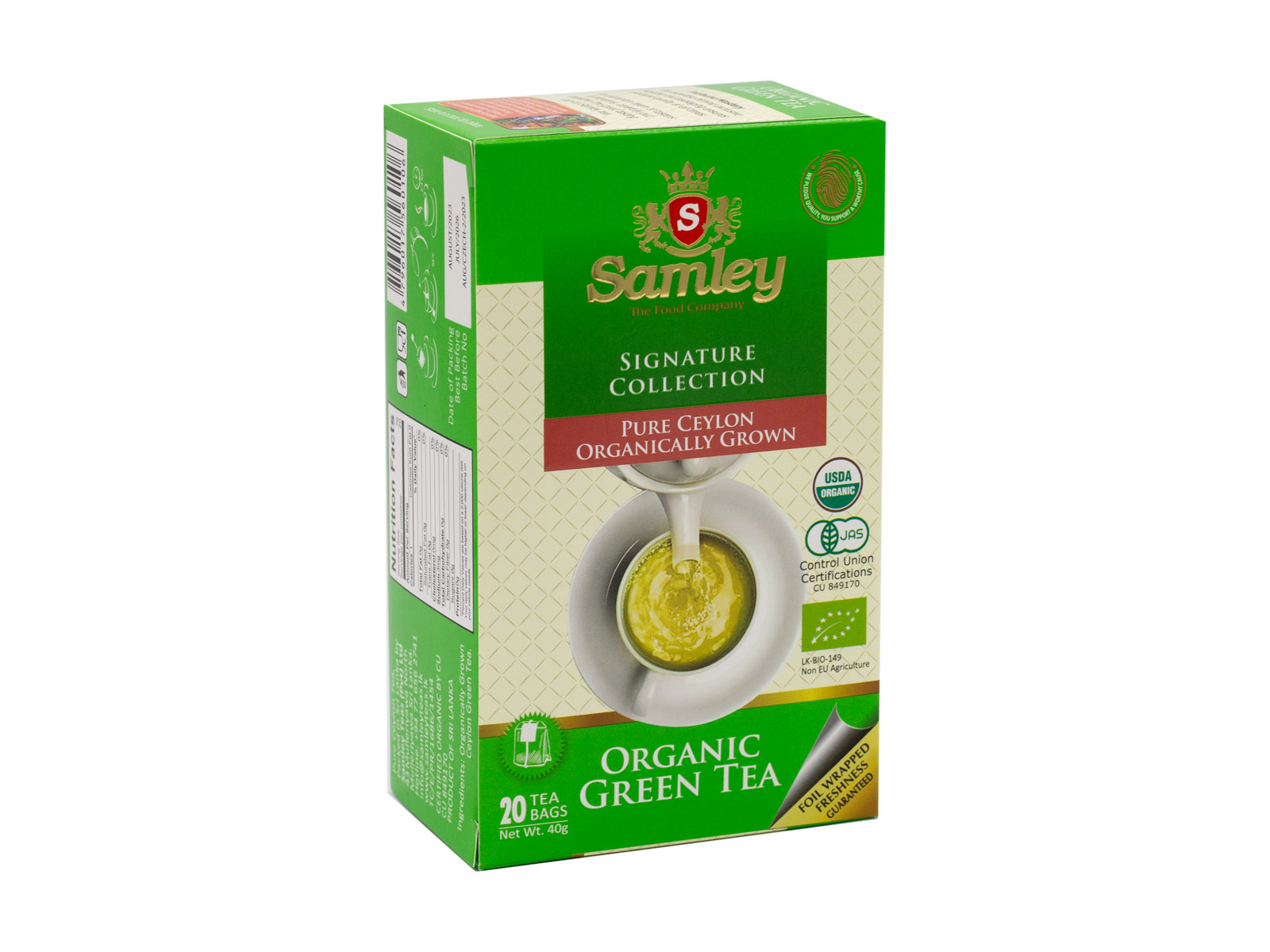Samley BIO Cejlonský zelený čaj, 20 sáčků, 