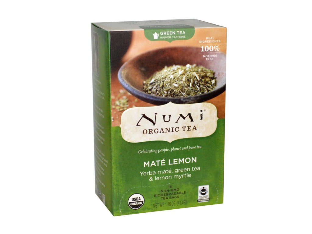 BIO čaj Zelený s Yerba maté a citrónovou myrtou, 18 vrecúšok, NUMI