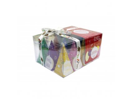 BIO Vianočný čaj – darčeková krabička Červené ozdoby, 12 pyramídiek, English Tea Shop