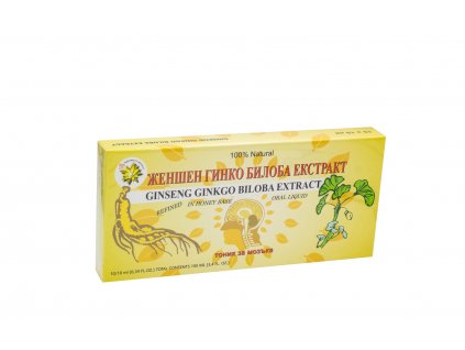 Ženšenový extrakt s ginkgom biloba, ampulka, 10x10 ml