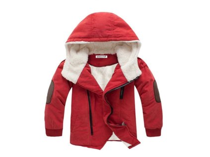 14411 chlapcenska zimna bunda s kozusinkou 2 farby farba cervena velkost 4