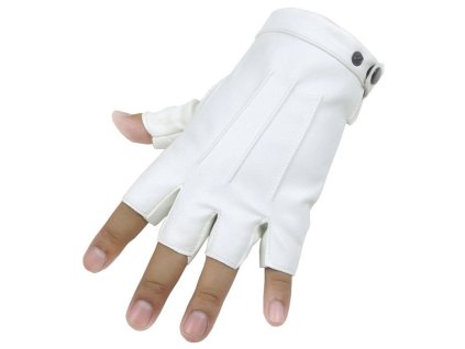 48914 panske bezprste rukavice z pu koze farba biela