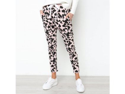 52916 damske nohavice s leopardim motivom farba ruzova velkost l