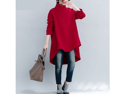 53603 damsky dlhy sveter oversize farba cervena