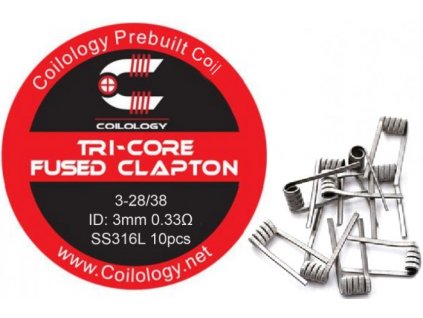 Coilology Tri-Core Fused Clapton předmotané spirálky SS316 0,33ohm 10ks