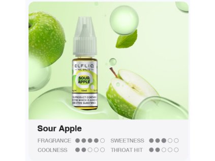 liquid elfliq nic salt sour apple 10ml 10mg