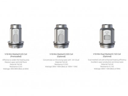 30310 smoktech tfv18 mini dual zhavici hlavy 0 15ohm 0 18ohm 0 33ohm