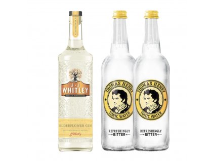 JJ Whitley Elderflower gin 0,7L 38,6% + 2x Thomas Henry tonic 0,75L  + 2x Thomas Henry tonic 0,75L