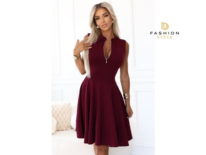 573 4 ekskluzywna sukienka z rozkloszowanym dolem i zamkiem bordowa 19567