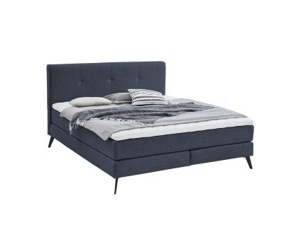 Boxspring postel Jona tmavě modrá, 180 x 200 cm