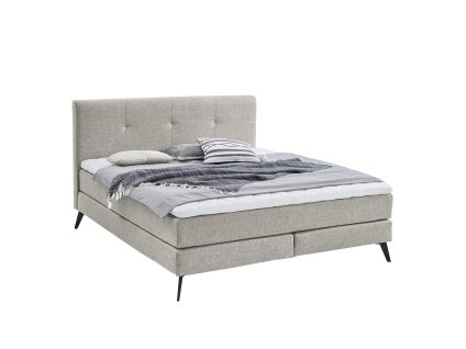 Boxspring postel Jona světle šedá, 180 x 200 cm