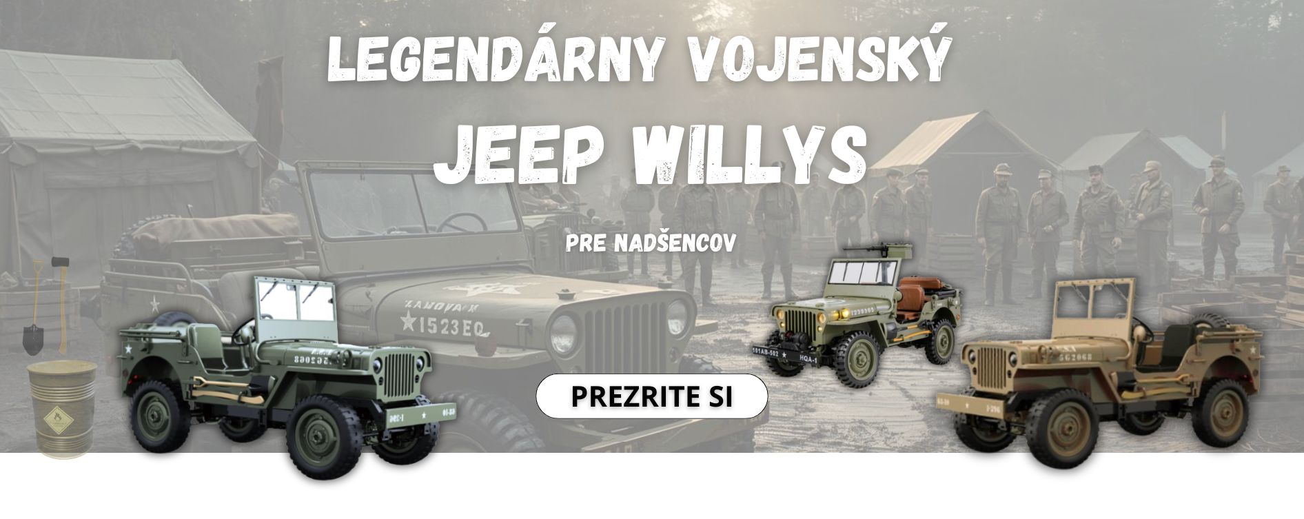 Vojenské RC auto Jeep Willys