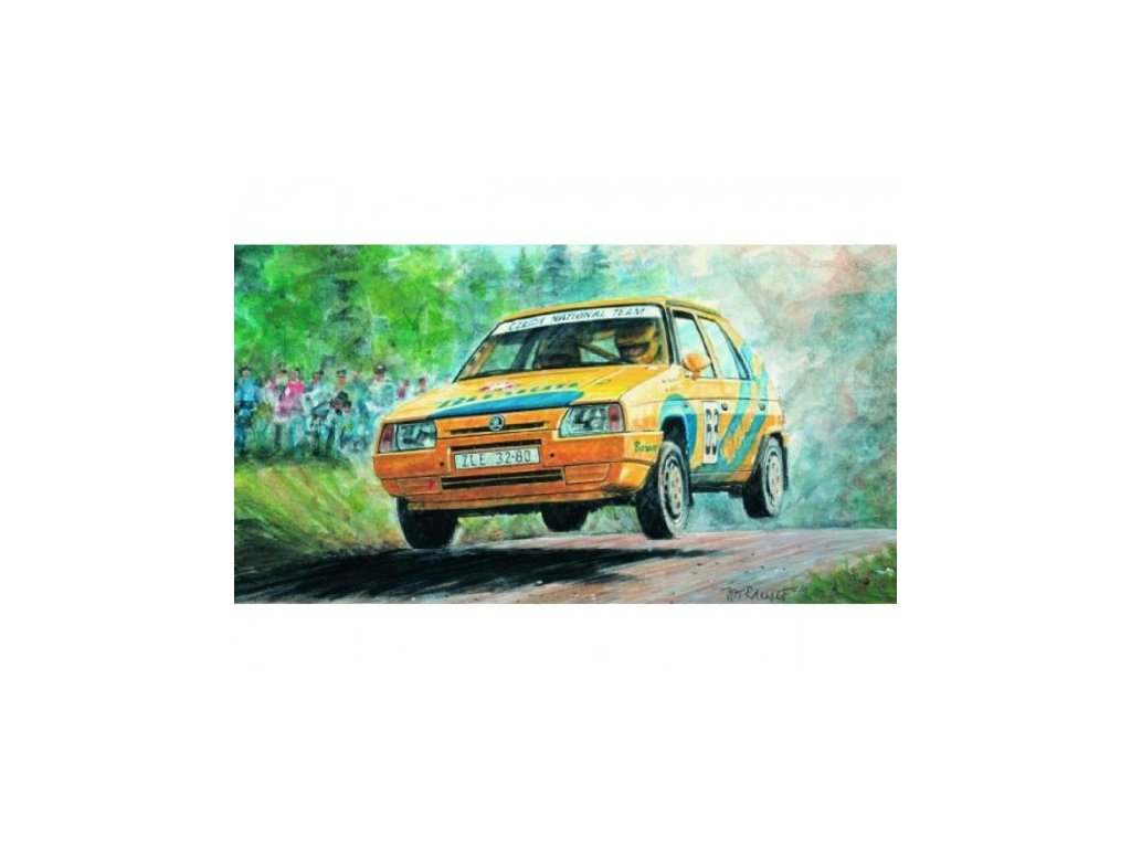 Model Kliklak Škoda Favorit Rallye 96 13,5x6,7cm v krabici 25x14,5x4,5cm