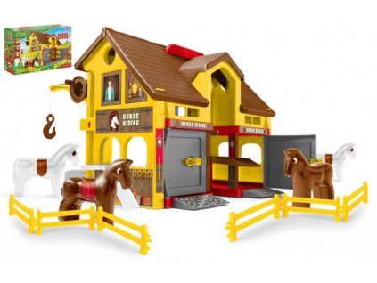 Play House - Ranč s koňmi plast + kôň 4ks v krabici 59x39x15cm