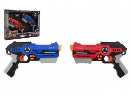 Pištoľ 2ks laser game plast 25cm na batérie so zvukom so svetlom v krabici 46x33x6cm
